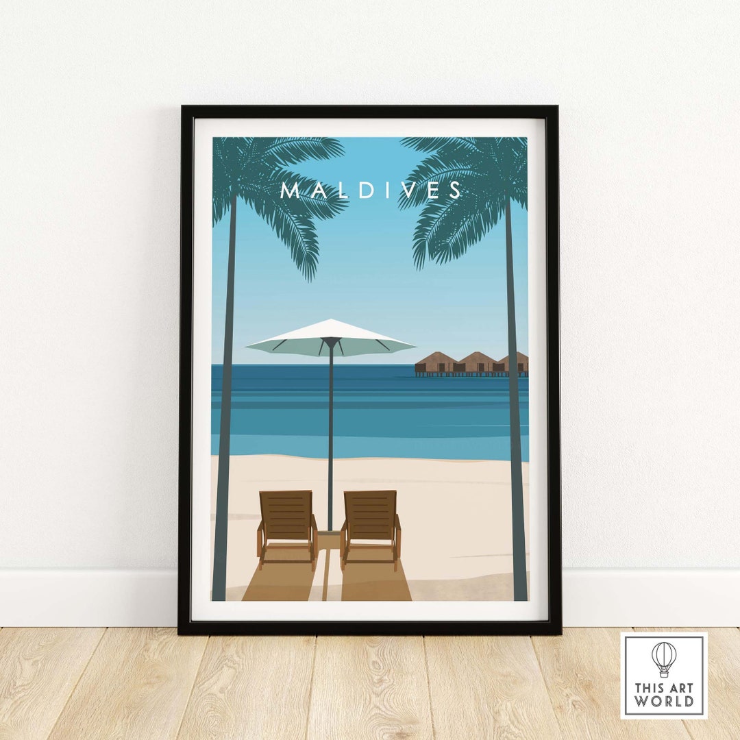 Maldives Poster | Wall Art | Minimal Art Print | Framed & Unframed ...