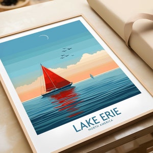 Lake Erie reizen afdrukken Lake Erie muur kunst poster Lake Erie cadeau Home decor kunst minnaar Lake Erie cadeau artwork Lake Erie