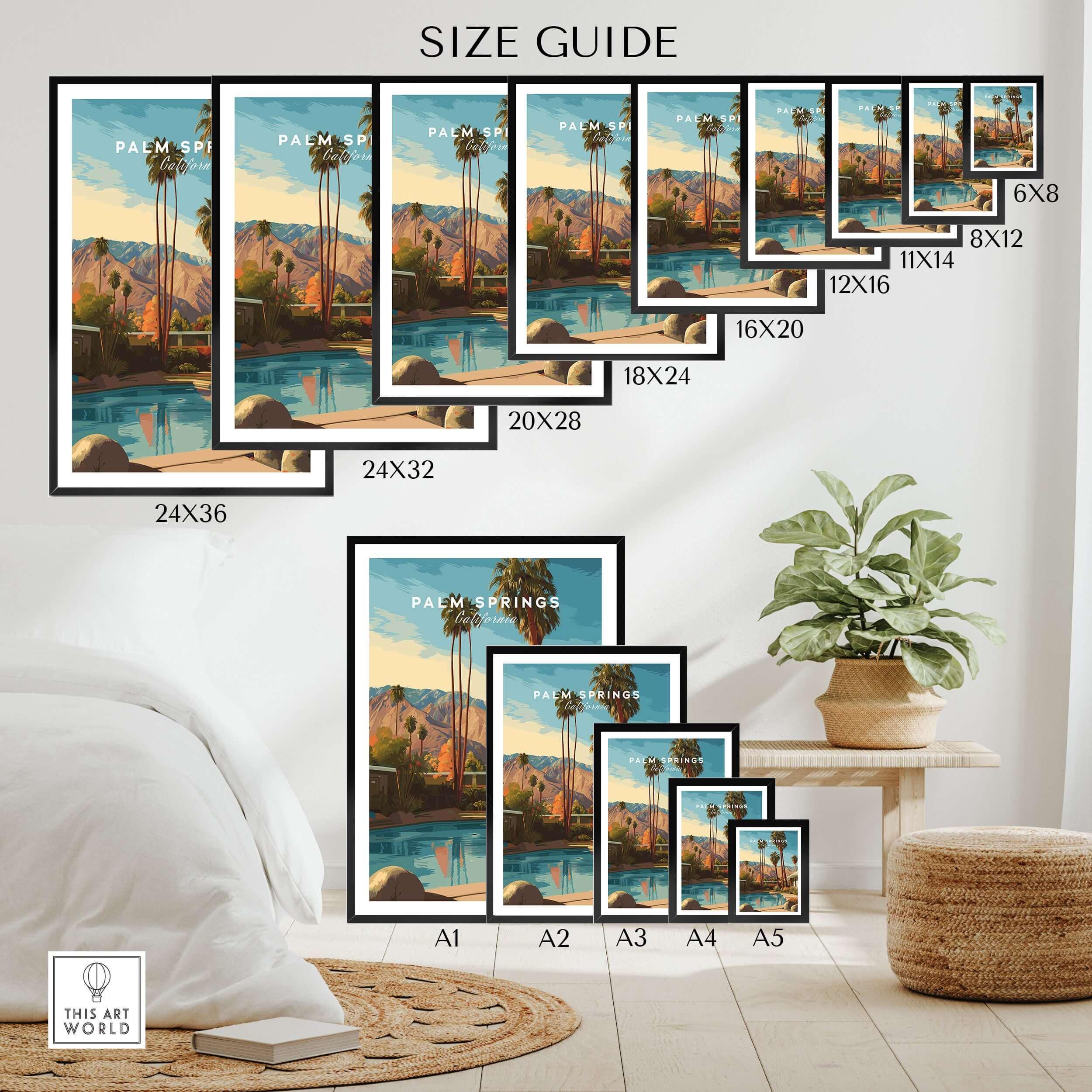 Mid Century Modern Palm Springs Poster, Desert City Wall Art