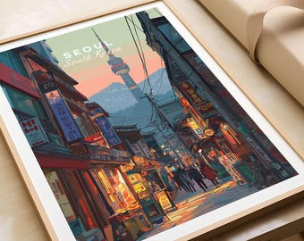N Seoul Print South Korea, Seoul Home Decor, Korean Culture Art
