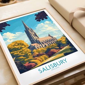 Salisbury Art Print Travel Print England Salisbury Home Décor Salisbury Poster Gift Salisbury Digital Illustration Artwork Salisbury