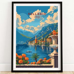 Bellagio Travel Poster Lake Como Italy Travel Poster Bellagio Artwork Poster Gift Italy Home Decor Bellagio Illustration Art Lover Italy