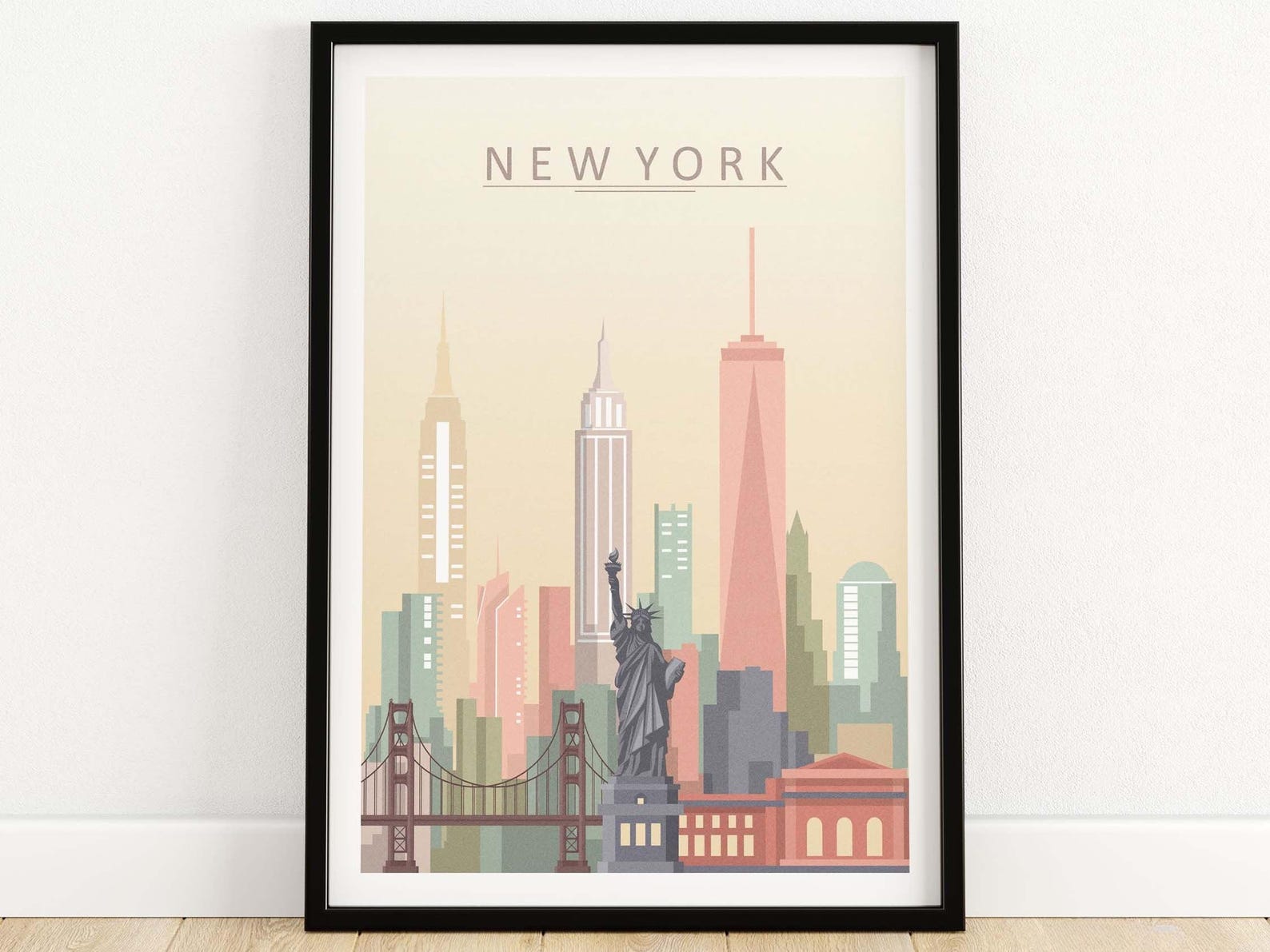 New York Skyline Print Wall Art Poster New York City Wall Art NY ...