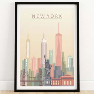 New York Skyline Print | Wall Art Poster | New York City Wall Art | NY Cityscape Art | New York Wall Decor | NYC Skyline Print