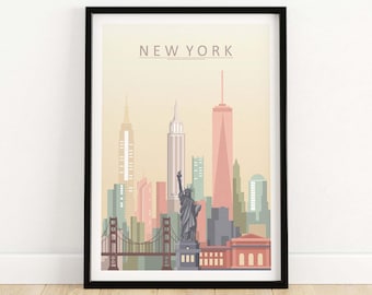 New York Skyline Print | Wall Art Poster | New York City Wall Art | NY Cityscape Art | New York Wall Decor | NYC Skyline Print