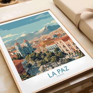 La Paz Bolivia Wall Art Poster - Bolivian Capital Travel Decor, South America City Map Print, La Paz Home or Office Gift