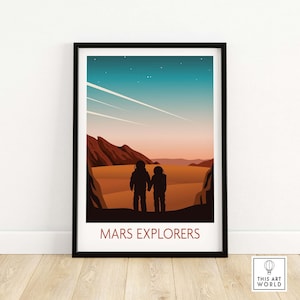 Mars Poster Print | Mars Explorers | Wall Art | Travel Poster | Framed & Unframed Artwork | Art Print Gift Idea