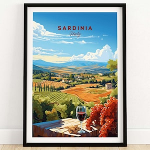 Sardinia Italy Print Wall Art Print Travel Print | Home Décor Poster Gift | Digital Illustration Artwork | Birthday Present