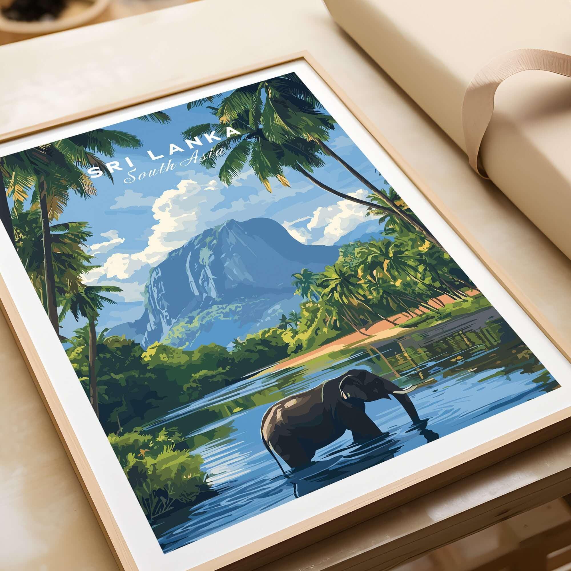Sri Lanka Wildlife Poster - South Asia Landscape Art, Elephant