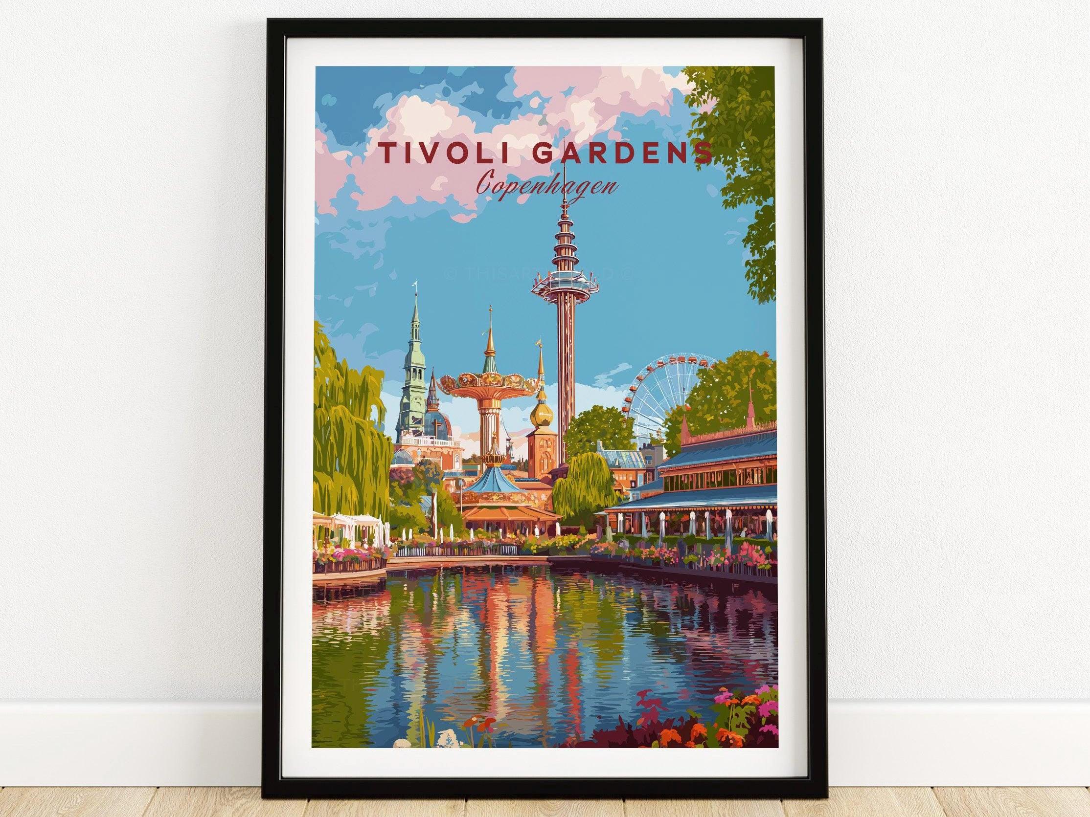 Tivoli Gardens Copenhagen Wall Art, Denmark Poster Print, Danish