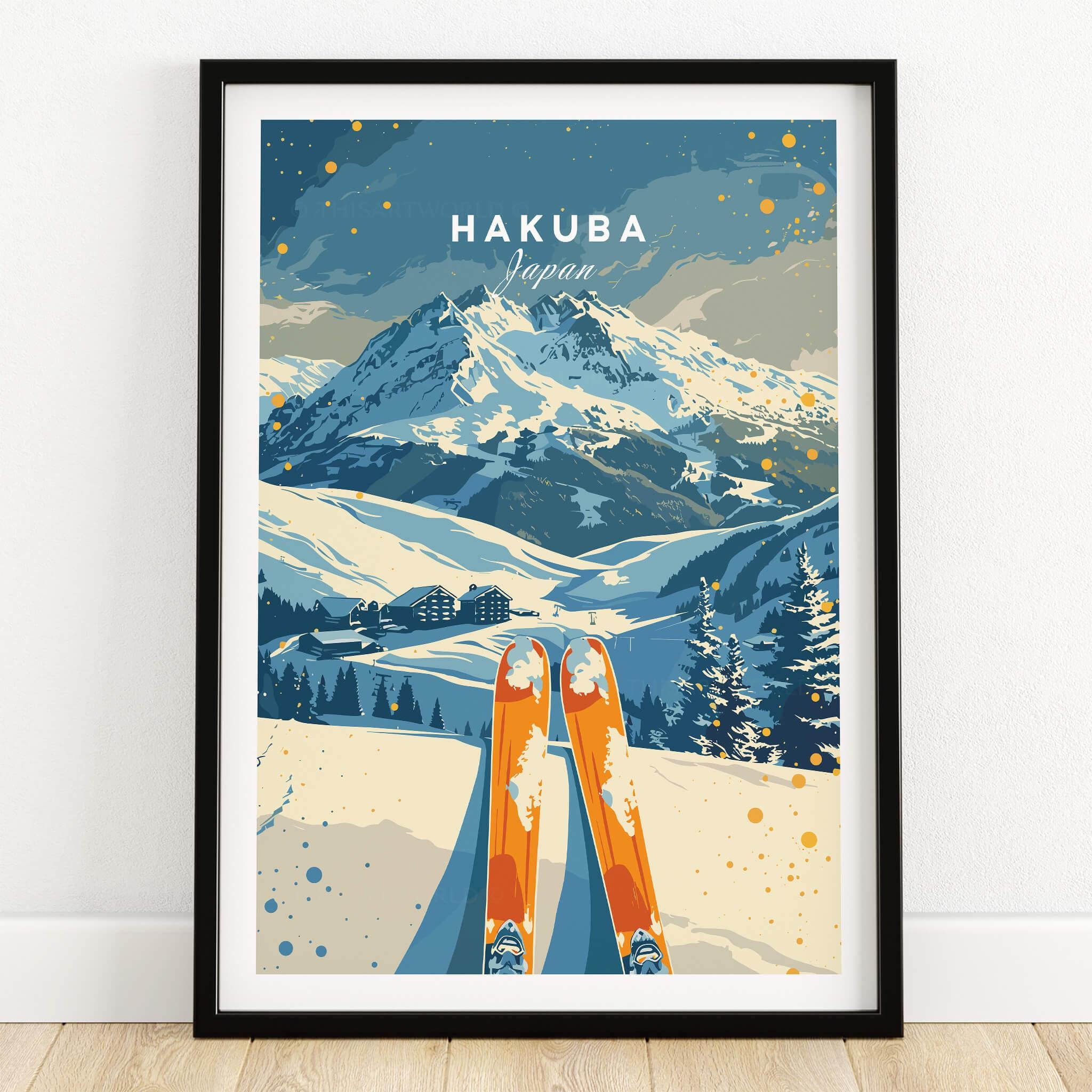 Hakuba Ski Resort Art Print Skiing Wall Art Japan Winter Sports
