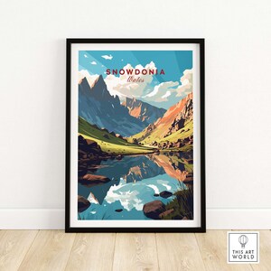Snowdonia Print National Park Wall Art Print Travel Print | Home Décor Poster Gift | Digital Illustration Artwork | Birthday Present