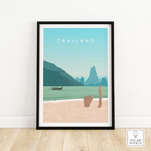 Thailand Print | Travel Poster | Thailand Beach Painting | Thailand Wall Art Home Decor | Thailand Gift Framed & Unframed Artwork