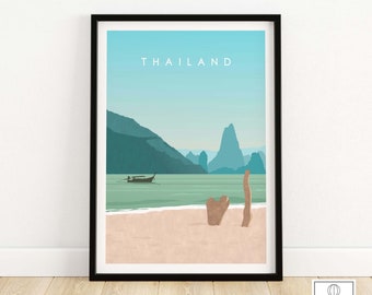 Thailand Print | Travel Poster | Thailand Beach Painting | Thailand Wall Art Home Decor | Thailand Gift Framed & Unframed Artwork