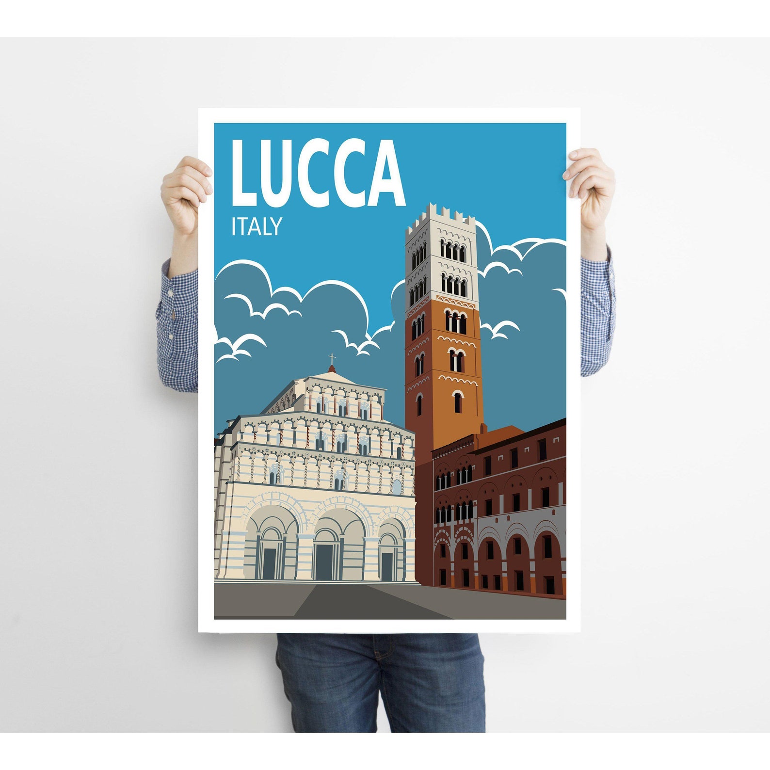 Lucca Poster Italy Wall Art Print Wall Art Vintage Art Etsy