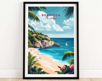 Bermuda Travel Print Wall Art Wall Hanging Home Decor Bermuda Art Lover Gift Bermuda Birthday Present