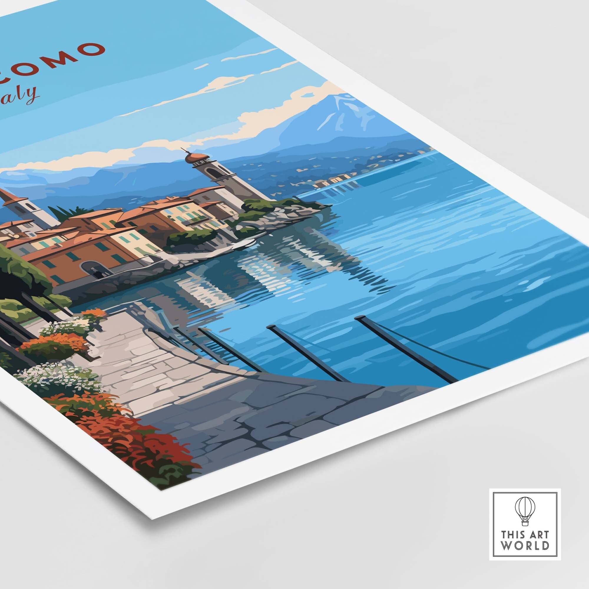 lake como italy travel poster art print (digital... Lake Como Poster | Travel Poster Art | Home Décor Artwork | Birthday ...