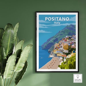 Positano Wall Art Vintage Travel Poster Italy | Italian Coastal Print | Framed & Unframed Gift Idea | Mediterranean Home Decor image 8