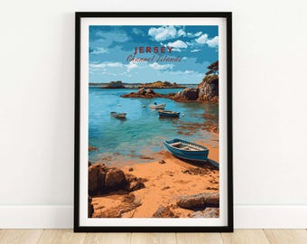 Jersey Channel Islands Art Print | Scenic Coastal Bay Poster