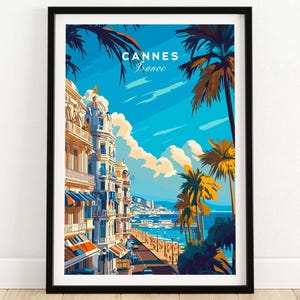 Goldene Wand-Kunst-Wand-Kunst-Cannes-Reise-Druck-Wand-Kunst-Cannes-Wand-hängendes Wohnkultur-Cannes-Geschenk-Kunst-Liebhaber Cote d'Azur Wand-Kunst-Druck