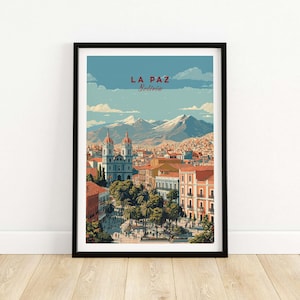 La Paz Travel Print Bolivia Wall Art La Paz Poster South America Decor Gift for Travelers Home Office Decoration