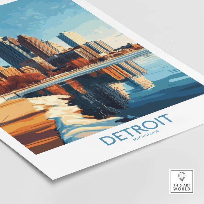 Detroit Poster Detroit Wall Art Print Michigan Office Wall Art Home ...