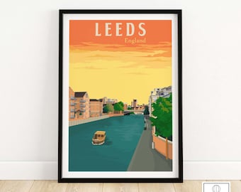 Leeds Poster England England | Leeds Wandkunst | Reise Poster | Leeds Wohnkultur | Gerahmte & Ungerahmt Leeds Geschenkidee