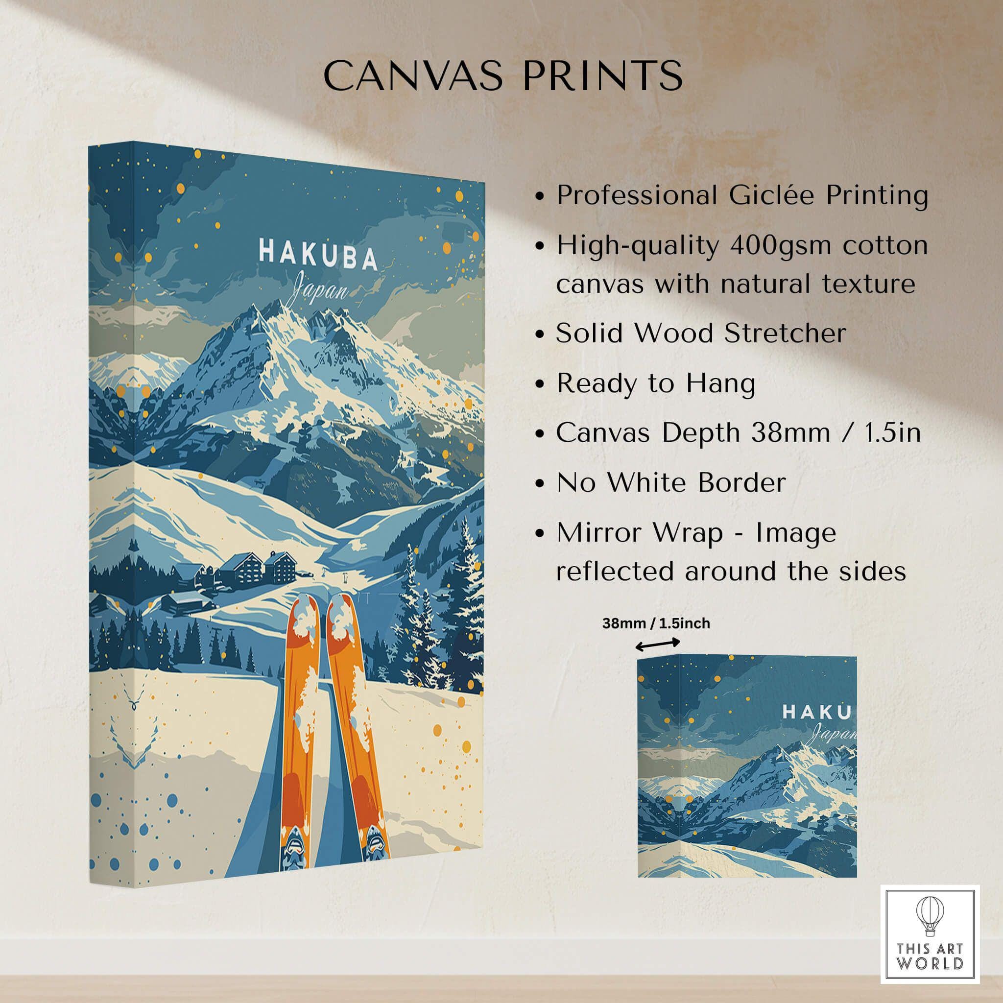 Hakuba Ski Resort Art Print Skiing Wall Art Japan Winter Sports