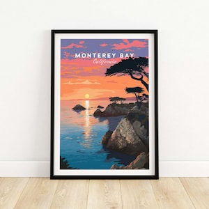 Monterey Bay Print California | Pacific Grove Coastal Wall Art | Seaside Landscape Artwork for Nature Lovers and Home Decor