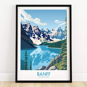 Banff National Park Art Print | Lake Moraine Travel Poster