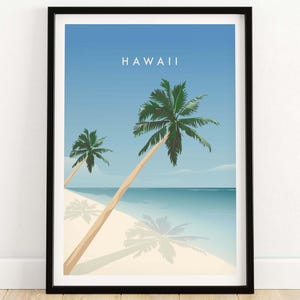 Hawaii Print | Travel Poster | Hawaii Beach Wall Art with Palm Trees | Hawaii Gift | Wall Decor | Home Decor | Beach Art Painting
