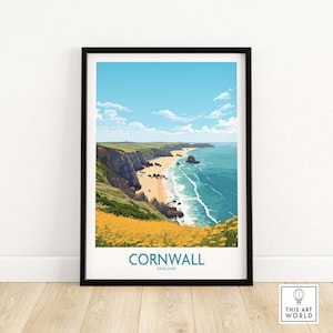 Cornwall Poster Travel Print | Home Décor Poster Gift | Digital Illustration Artwork