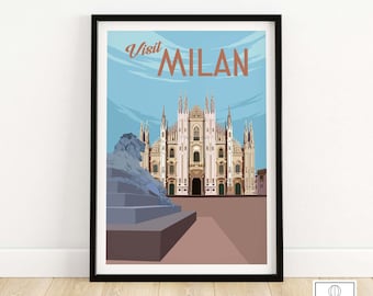 Milaan print | Vintage reisposter | Milaan muurdecoratie | Milaan poster Italië | Italiaanse woondecoratie | Milaan kunstwerk | Milaan cadeau