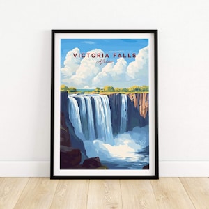 Victoria Falls Zimbabwe Poster Victoria Falls Wall Art Print Victoria Falls Poster Wall Decor Illustration Victoria Falls Art Gift