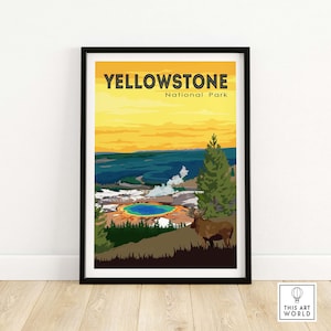 Yellowstone Print | National Park Vintage Poster | Yellowstone Wall Art Decor Print | National Park Print | Home Decor | Yellowstone Gift