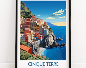 Cinque Terre Travel Print Art Print Travel Print | Home Décor Poster Gift | Digital Illustration Artwork | Birthday Present