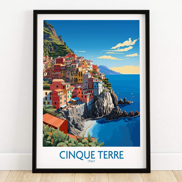 Cinque Terre Travel Print Art Print Travel Print | Home Décor Poster Gift | Digital Illustration Artwork | Birthday Present