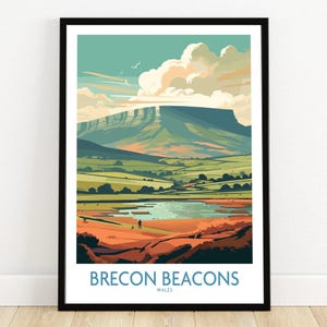 Welsh Landscape Art, Brecon Beacons Mountains (Canvas or Framed Print)