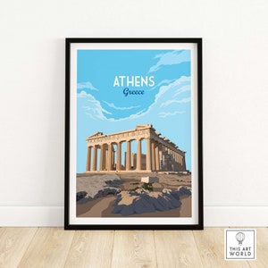 Athens Greece Art Print | Athens Poster -  Framed or Unframed Wall Art Gift