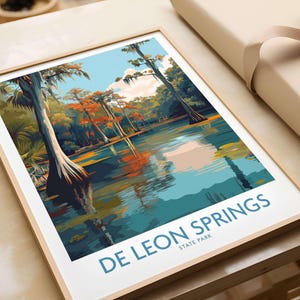 Stampa di cipressi di De Leon Springs, decorazione naturalistica della Florida, arte con riflessi nell&#39;acqua, con cornice, senza cornice, arazzo panoramico, regalo tranquillo