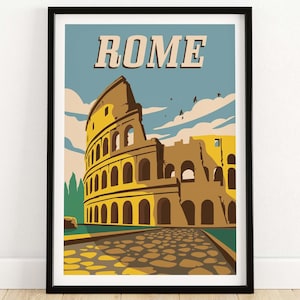 Rome Print | Italy Retro Travel Poster | Roma Wall Art | Rome Poster | Italian Wall Decor | Home Decor | Italy Travel Art Gift Rome Artwork