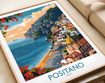 Positano Print Italy Amalfi Coast Positano Wall Art Italy Travel Poster Home Decor Art Poster Gift Positano Art Lover Italy Print