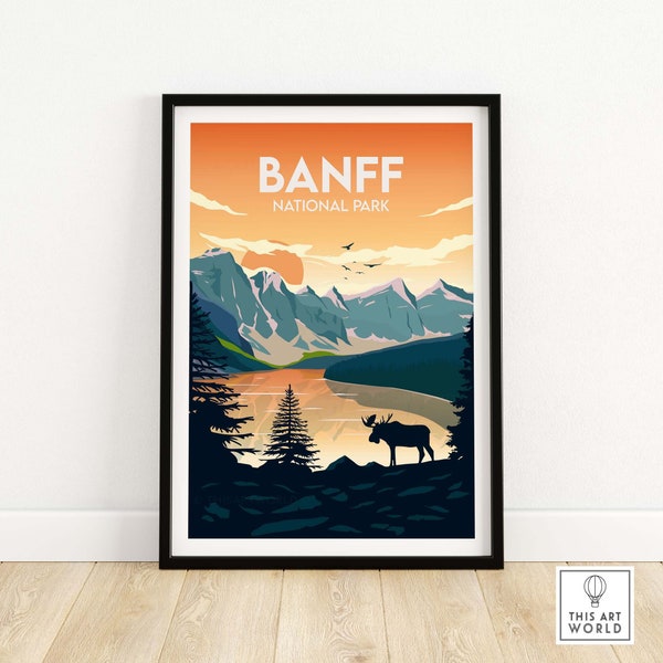 Impression Banff | affiche du parc national | Impression sur les voyages au Canada | Cadeau Banff Canada | Impression artistique