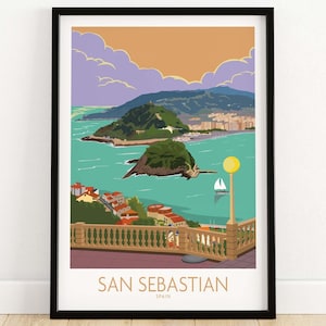 Poster di San Sebastian / Stampa di viaggio in Spagna / Arte murale basca di Donostia / Arredamento spagnolo / Regalo di San Sebastian