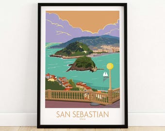 San Sebastian Poster | Spain Travel Print | Donostia Basque Wall Art | Spanish Home Decor | San Sebastian Gift