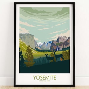 Yosemite National Park Print Poster | Yosemite Wall Art | Yosemite California | Yosemite Wall Decor | Yosemite Art | Yosemite Gift Artwork