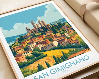 San Gimignano Art Print Italy Travel Poster Italy Home Decor San Gimignano Artwork Poster Gift San Gimignano Illustration Art Lover Print