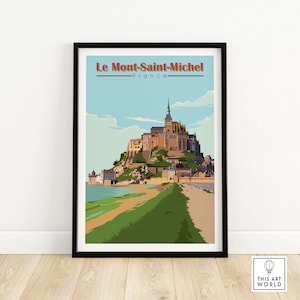 Le Mont Saint Michel Poster Art Print | Mont St Michel France Wall Art | Travel Print | French Holiday Gift | Mont St Michael Print Normandy