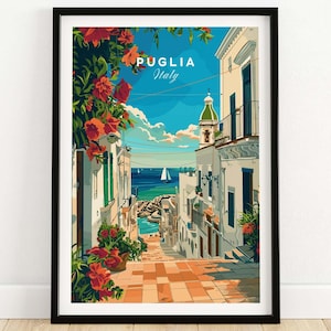 Puglia Poster Italy Puglia Wall Art Print Italy Travel Poster Italy Home Decor Apulia Artwork Poster Gift Puglia Art Lover Italy Print