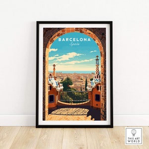 Barcelona Poster - Park Güell | Birthday present | Wedding anniversary gift